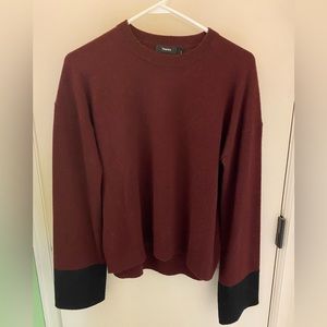 Theory Wide Sleeve Maroon Sweater